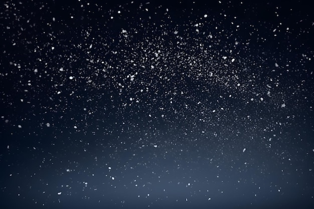 neve caindo em um fundo escuro com um céu azul IA generativa