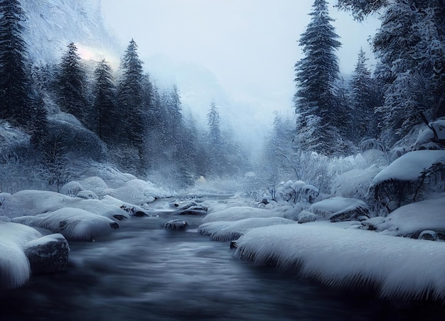 Neve com fundo de árvore para papel de parede