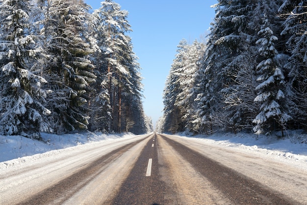 Neve fotografada no inverno, que apareceu após uma nevasca. fechar-se,