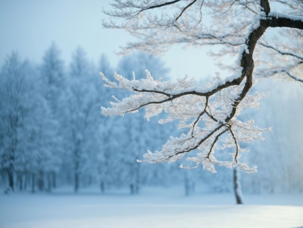 neve nas árvores fundo de inverno AI Generative
