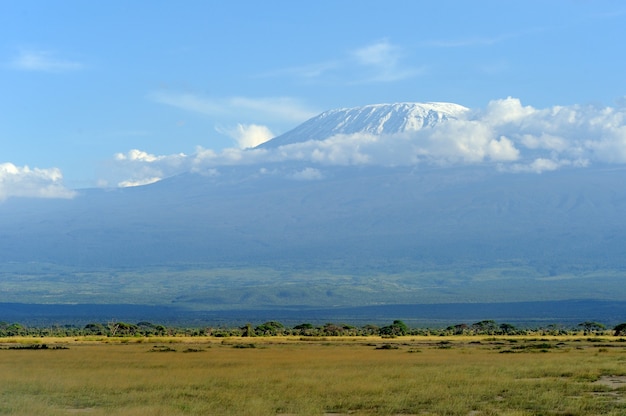 Neve no topo do Monte Kilimanjaro em Amboseli