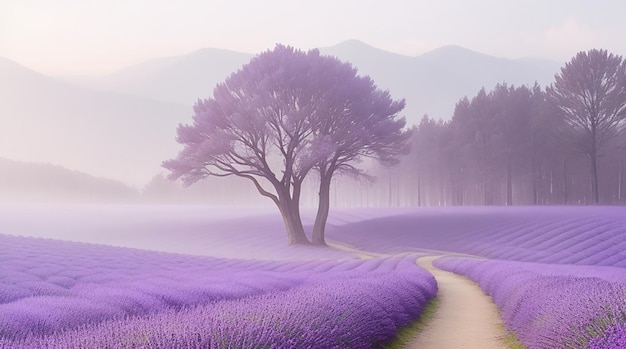 Nevez de lavanda a púrpura crepúsculo