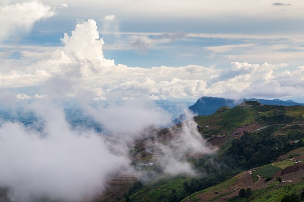 Foto névoa na montanha