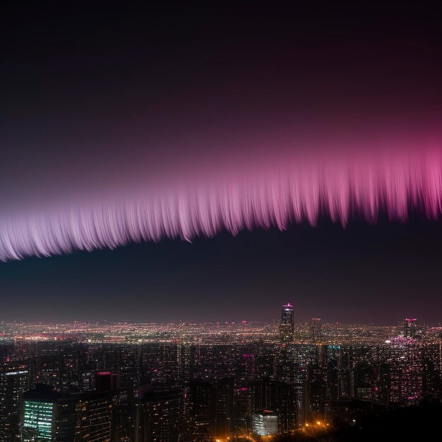 Névoa rosa-magenta-púrpura girando sobre um fundo escuro e nebuloso