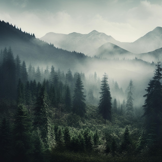 névoa sobre a floresta