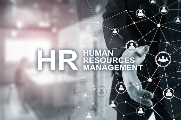 New Business Concept Human Resources Managemen Inschrift auf dem Hintergrund auf verschwommenem Büro