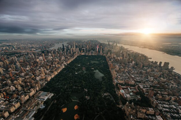 New York und Manhattan Blick vom Hubschrauber