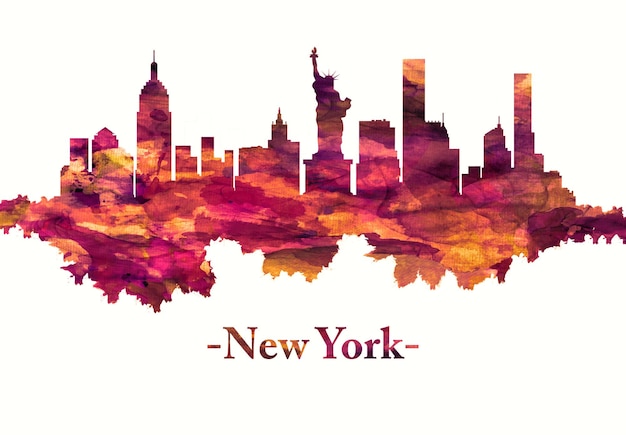 New Yorker Skyline in Rot