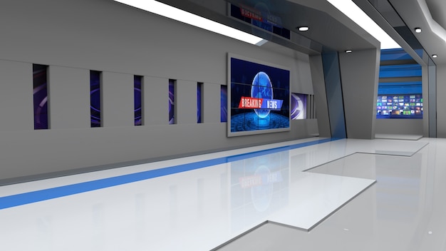 News Studio Hintergrund für TV-Sendungen TV auf Wall3D Virtual News Studio Hintergrund 3D-Illustration