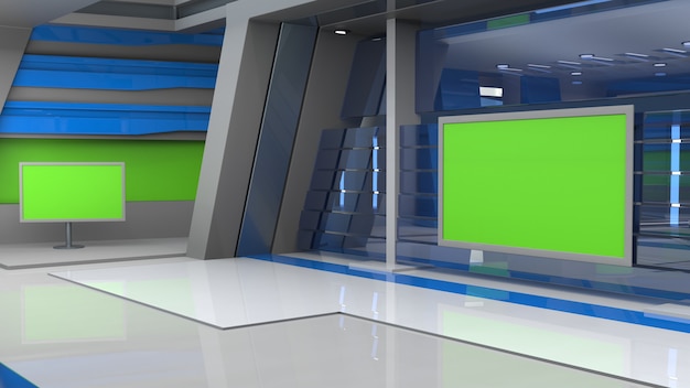 News Studio Hintergrund für TV-Sendungen TV auf Wall3D Virtual News Studio Hintergrund 3D-Illustration