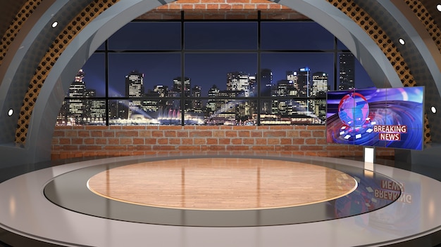 News Studio Hintergrund für TV-Sendungen TV auf Wall3D Virtual News Studio Hintergrund 3D-Illustration