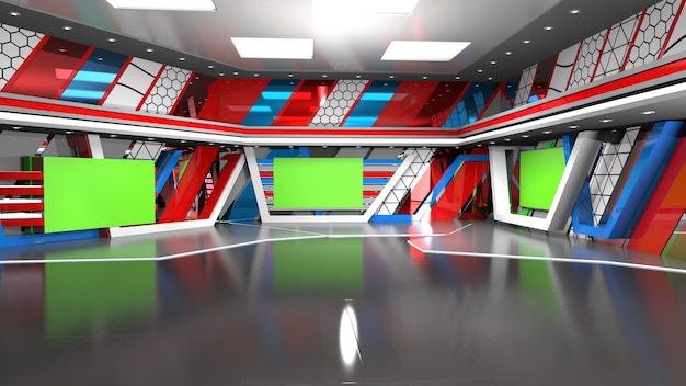 News Studio Hintergrund für TV-Sendungen TV auf Wall3D Virtual News Studio Hintergrund 3D-Illustration