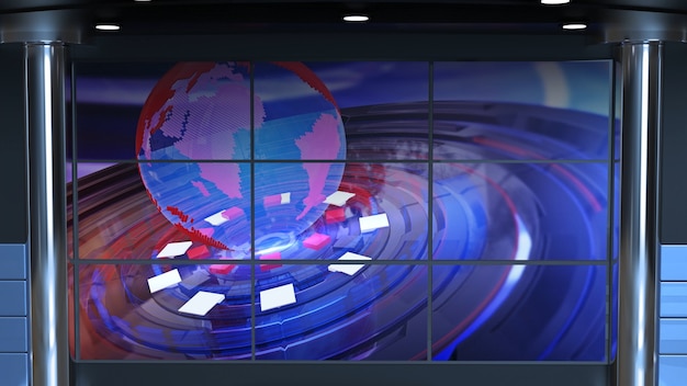 News Studio Hintergrund für TV-Sendungen TV auf Wall3D Virtual News Studio Hintergrund 3D-Illustration