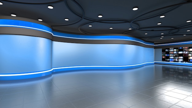 News Studio Hintergrund für TV-Sendungen TV auf Wall3D Virtual News Studio Hintergrund 3D-Illustration