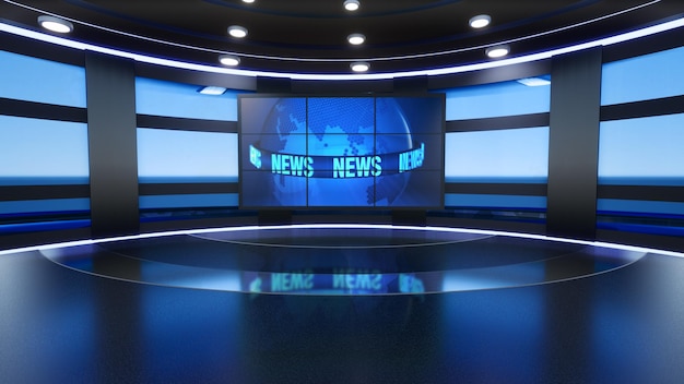 News Studio Hintergrund für TV-Sendungen TV auf Wall3D Virtual News Studio Hintergrund 3D-Illustration