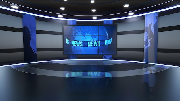 News Studio Hintergrund für TV-Sendungen TV auf Wall3D Virtual News Studio Hintergrund 3D-Illustration