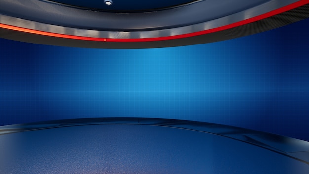 News Studio, Hintergrund für TV-Sendungen .TV On Wall.3D Virtual News Studio Hintergrund, 3D-Illustration