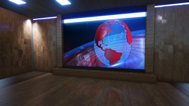 News Studio Hintergrund für TV-Shows TV auf Wall3D Virtual News Studio Hintergrund 3D-Darstellung