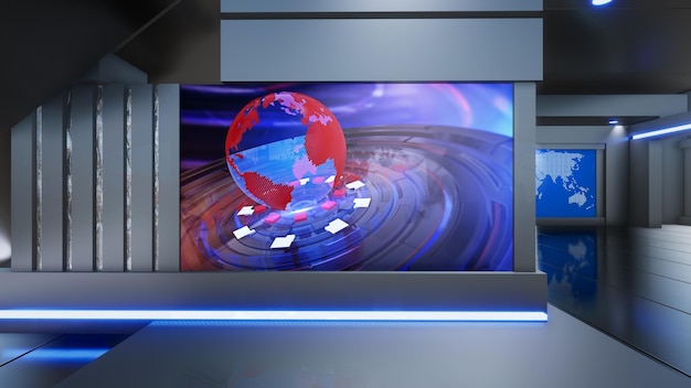News Studio Hintergrund für TV-Shows TV auf Wall3D Virtual News Studio Hintergrund 3D-Darstellung