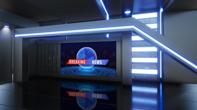 News Studio Hintergrund für TV-Shows TV auf Wall3D Virtual News Studio Hintergrund 3D-Darstellung