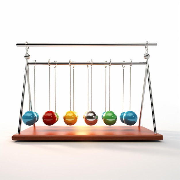 Foto newton's cradle 2d desenho animado em fundo branco