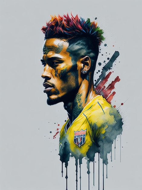 Foto neymar jr acuarela