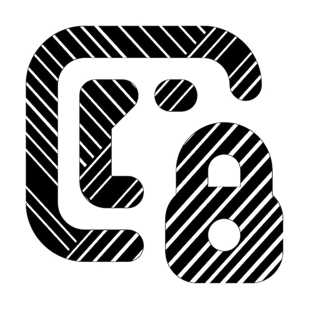 NFC-Schloss-Symbol schwarz-weiße diagonale Linien