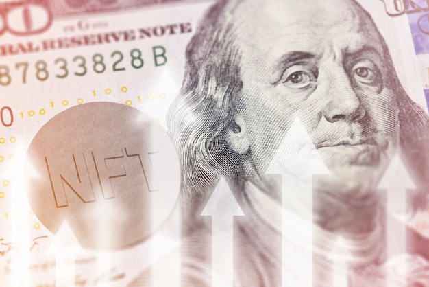 Nft auf us-Dollar Nahaufnahme Aufstieg der NFT-Technologie Einführung neuer Nft-Technologie zur Monetarisierung von Kunst mit ...