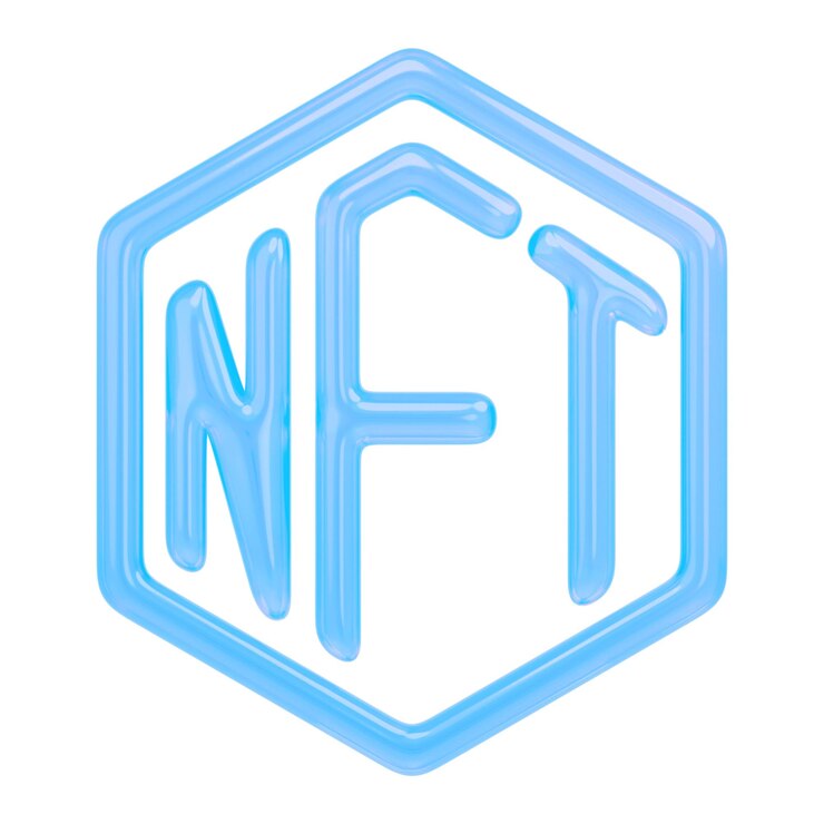Foto nft blockchain png icono pegatina 3d con fondo transparente que se muestra