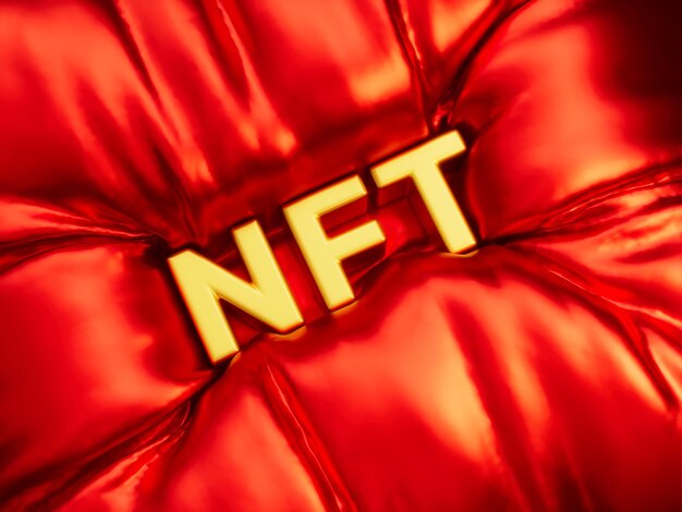 NFT Crypto Abstract Tela Tela Seda Satén Pliegues Ilustración 3D Render