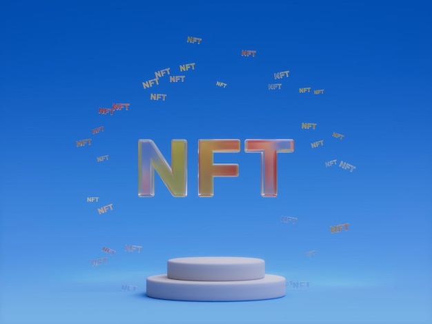 NFT Crypto Podium Platform Abstract Minimal Showcase Ilustração 3D