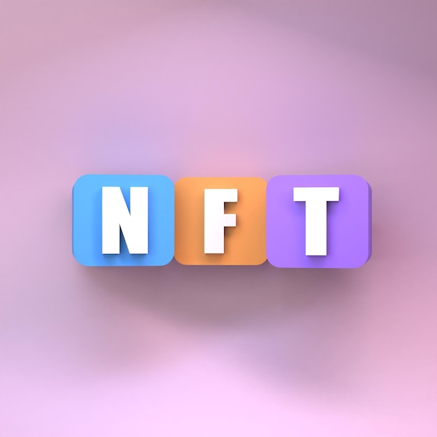 NFT-Komposition aus mehrfarbigen Würfeln Crypto-Konzept 3D-Rendering