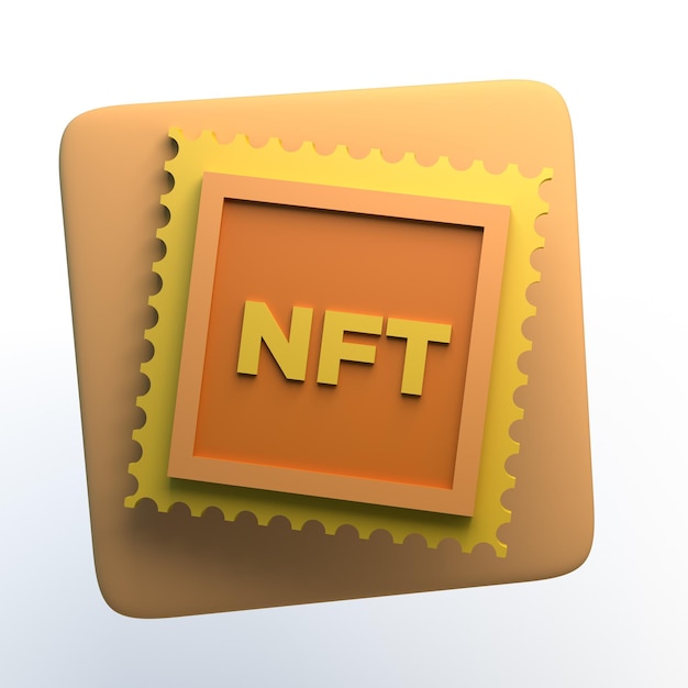 NFT-Symbol mit nicht fungiblem Token isoliert auf weißem Hintergrund 3D-Darstellung der App