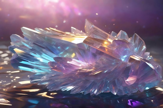 Ángel aura Cuarzo cristal piedra preciosa cristal diamante cuarzo diamante ángel aura cuarzo piedra IA generativo