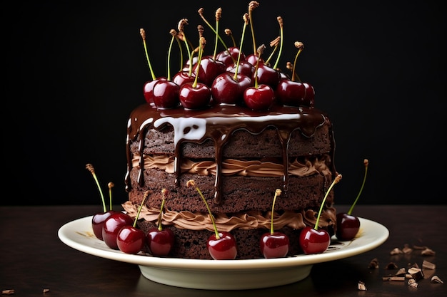 Ángulo alto de bolo de chocolate doce com espaço de cópia