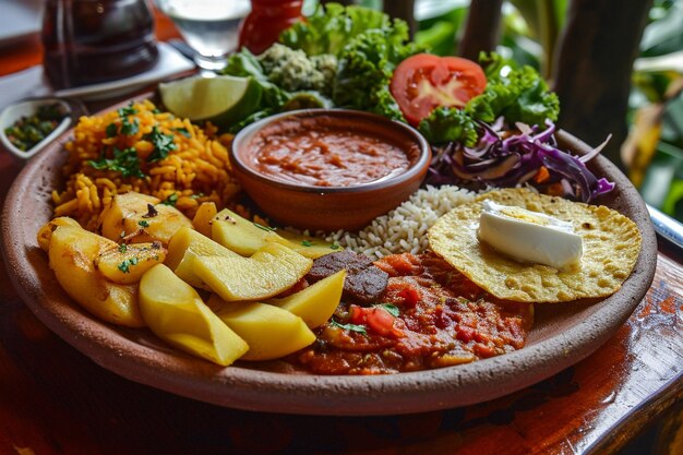 Ángulo alto de comida deliciosa e saudável