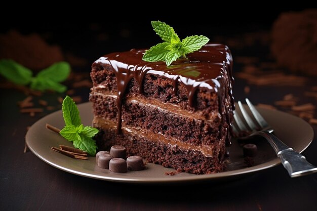 Ángulo alto de delicioso bolo de chocolate