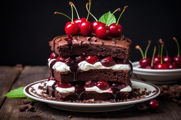 Ángulo alto de rodaja de pastel de chocolate con café