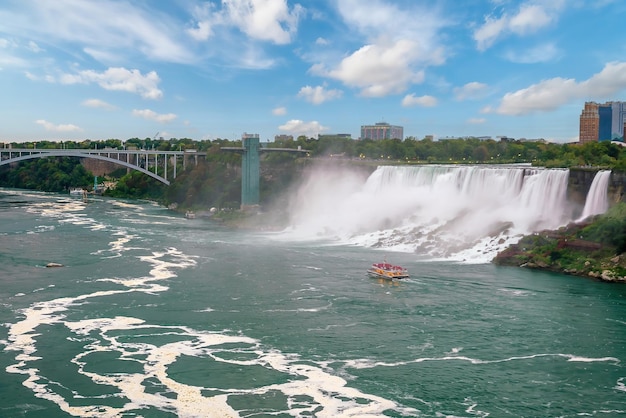 Niagara cai entre o Canadá e os Estados Unidos da América