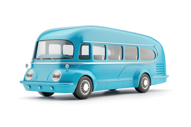 Ônibus azul vintage isolado em fundo branco