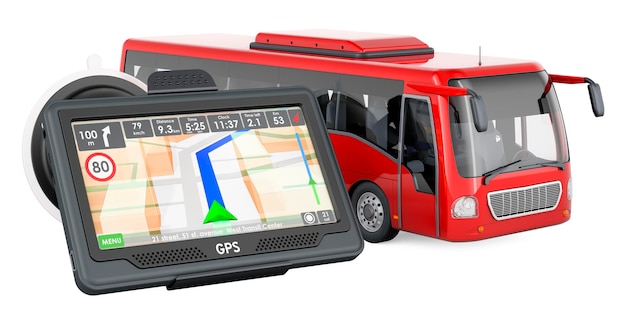 Ônibus com renderização 3D do receptor GPS