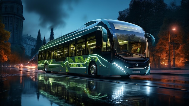 Ônibus elétrico Conceito de ecologia urbana verde do ebus Transporte de emissões nulas na cidade