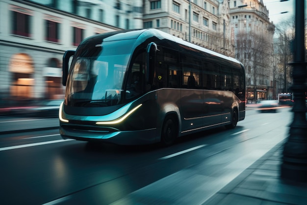 Ônibus elétrico na rua da cidade Transporte público ecológico