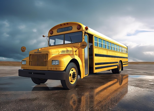 Ônibus escolar amarelo tradicional criado com tecnologia Generative AI