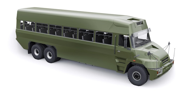 Ônibus militar do exército para transportar ilustração 3D de infantaria