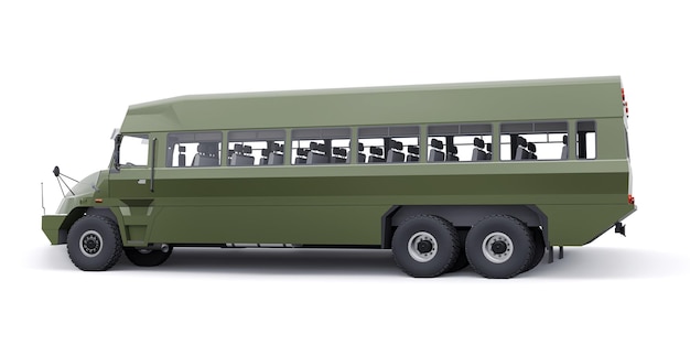 Ônibus militar do exército para transportar ilustração 3D de infantaria