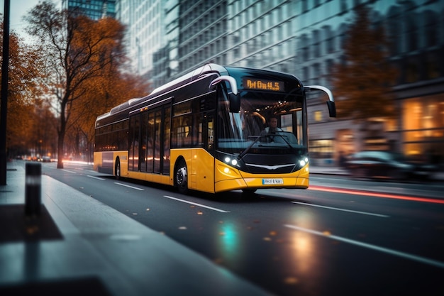 Ônibus moderno no transporte público de rua da cidade