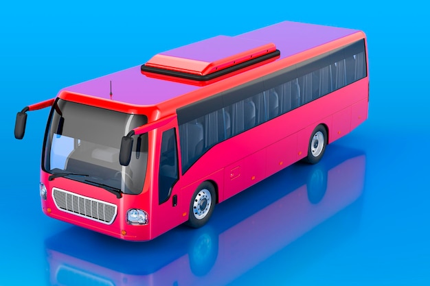 Ônibus na renderização 3D de fundo azul
