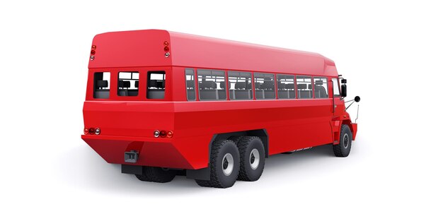Ônibus para transportar trabalhadores para áreas de difícil acesso ilustração 3D