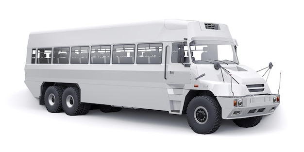 Ônibus para transportar trabalhadores para áreas de difícil acesso ilustração 3D